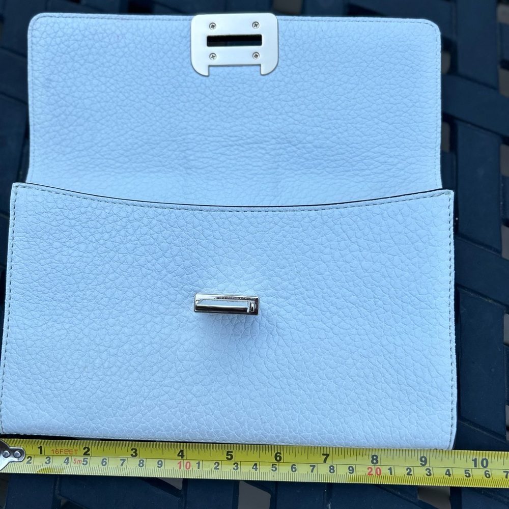 Rebecca Minkoff Women’s Genuine Leather White Studded Clutch Purse Wallet - Picture 13 of 14